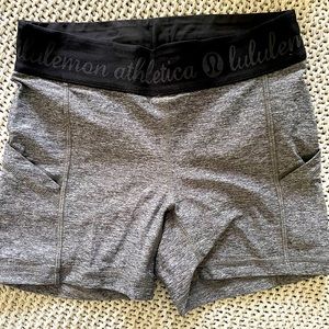 Grey/Black Lululemon shorts, size 4